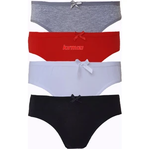 Hepsine Rakip 4lü Kadın Pamuklu Bikini Külot Renkli Fiyonklu Iç Çamaşırı