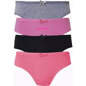 Hepsine Rakip 4lü Kadın Pamuklu Bikini Külot Renkli Fiyonklu Iç Çamaşırı