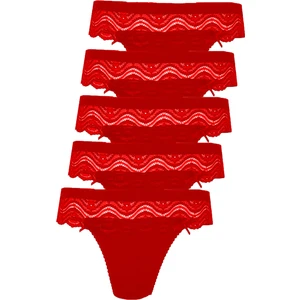 Hepsine Rakip 5li Kadın Dantelli Bikini Külot Pamuklu Arkası Düz Kaliteli Fnd