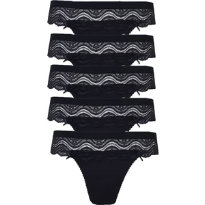 Hepsine Rakip 5li Kadın Dantelli Bikini Külot Pamuklu Arkası Düz Kaliteli Fnd