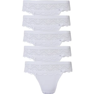 Hepsine Rakip 5li Kadın Dantelli Bikini Külot Pamuklu Arkası Düz Kaliteli Fnd