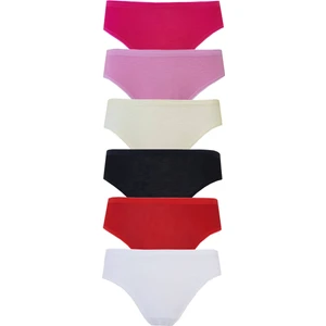 Hepsine Rakip 6lı Kadın Bikini Külot Pamuklu Renkli Iç Çamaşırı Nefes Alan Doku