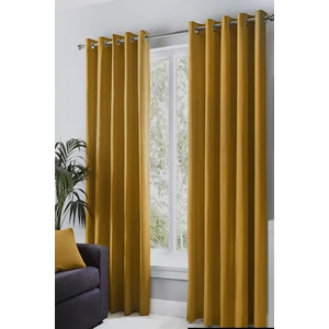 Hardal Renk Rustik Perde Kuşgözü Halkalı Boru Perdesi Halka Dekoring Perde