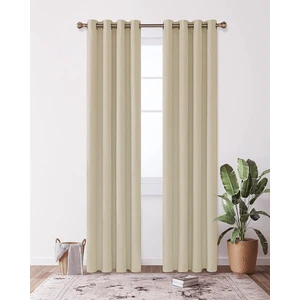 Bej Renk Rustik Perde Kuşgözü Halkalı Boru Perdesi Halka Dekoring Perde