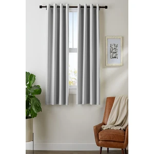 Açık Gri Metalik Renk Rustik Perde Kuşgözü Halkalı Boru Perdesi Halka Dekoring Perde