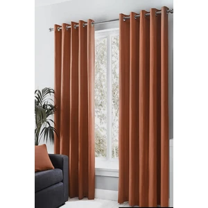 Kiremit Renk Rustik Perde Kuşgözü Halkalı Boru Perdesi  Halka Dekoring Perde