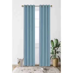 Turkuaz Mavi Rustik Perde Kuşgözü Halkalı Boru Perdesi  Halka Dekoring Perde