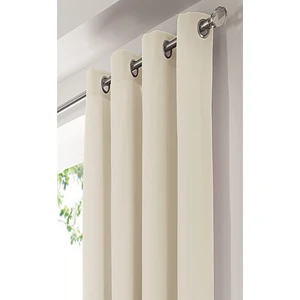 Krem Renk Rustik Perde Kuşgözü Halkalı Boru Perdesi Halka Dekoring Perde