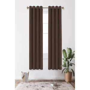 Kahverengi Kahve  Renk Rustik Perde Kuşgözü Halkalı Boru Perdesi  Halka Dekoring Perde