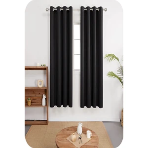 Siyah Rustik Perde Kuşgözü Halkalı Boru Perdesi Halka Dekoring Perde