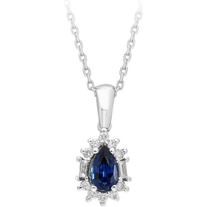 Sirius Pırlanta Baget Pırlanta ve Damla Safir Taşlı Modern Kolye 0417P0061