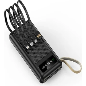 30000mah Güneş Enerjili 2USB MİKRO Lightning ıPhone Type-c Kablolu Powerbank Taşınabilir Batarya