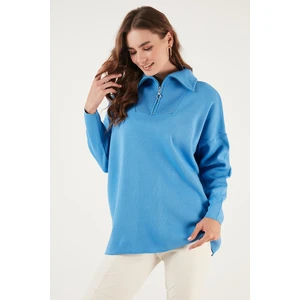 Yarım Fermuarlı Oversize Triko Kazak Bayan Kazak 4616079