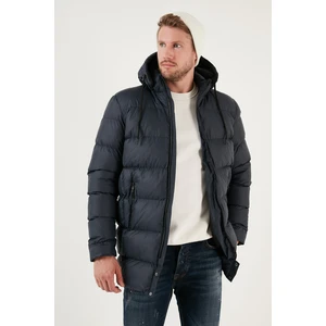 Slim Fit Suya ve Rüzgara Dayanıklı Çıkarılabilir Kapüşonlu Şişme Mont Erkek Mont 649009