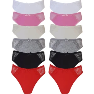 Hepsine Rakip 12LI Kadın Dantel Detaylı Bayan Külot Pamuklu Iç Çamaşırı