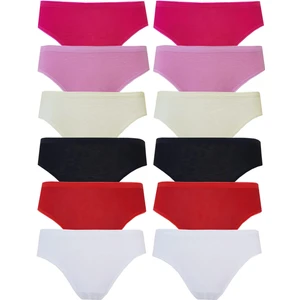 Hepsine Rakip 12LI Kadın Bikini Külot Pamuklu Renkli Iç Çamaşır Nefes Alan Doku