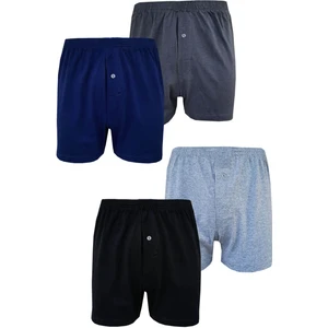 Hepsine Rakip 4lü Erkek Düğmeli Boxer Ekonomik %100 Pamuklu Paçalı Don