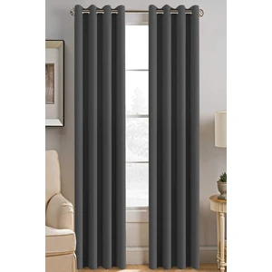 Koyu Gri Antrasit Renk Rustik Perde Kuşgözü Halkalı Boru Perdesi  Halka Dekoring Perde