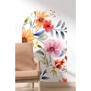 Bohem Oval Çiçekler 4 Cam Duvar Sticker Salon Çocuk Odası Duvar Sticker