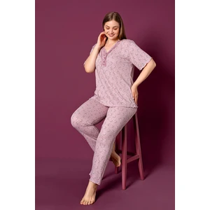Bambu Büyük Beden Yazlık Kadın Kısa Kol Pijama Takımı