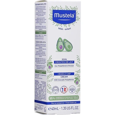 Mustela Organik Bebek Saç Derisi Pullanma Karşıtı Onarıcı Krem, Avokado Polifenollü, 40 ml –