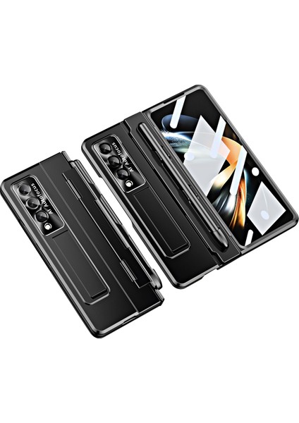 Samsung Galaxy Z Fold4 5g Anti-Drop Sert Pc Arka Kapak Katlanır Telefon Kılıfı, Lens Filmi ve Temperli Cam Ekran Film (Yurt Dışından)