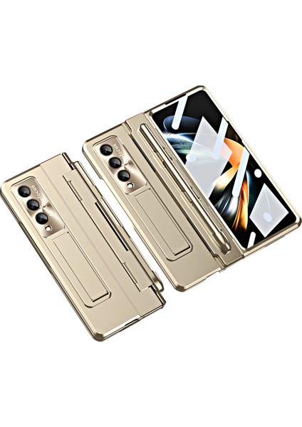Samsung Galaxy Z Fold4 5g Anti-Drop Sert Pc Arka Kapak Katlanır Telefon Kılıfı, Lens Filmi ve Temperli Cam Ekran Film (Yurt Dışından)