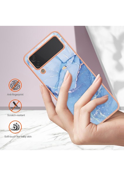Samsung Galaxy Z Flip4 5g Tpu Telefon Kılıfı Elektrokaplatma Anti-Damla Kılıf Yb Imd Serisi-16 Stil E 2.0mm Mermer Desen Imd Arka Kapak (Yurt Dışından) modelleri