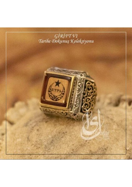Islam Usta Tasarımı Türk Yazılı Hilal Ay Girift Model 1 Gümüş Erkek Yüzük fiyatları