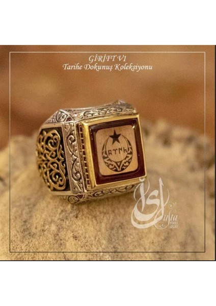 Islam Usta Tasarımı Türk Yazılı Hilal Ay Girift Model 1 Gümüş Erkek Yüzük modelleri