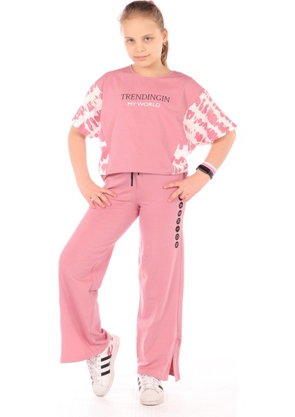 Toontoy Kız Çocuk Eşofman Takım Trendingin Myword Baskılı Rahat Tasarım