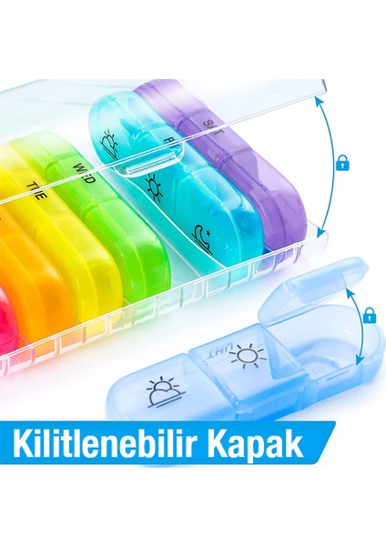 Taşınabilir 7 Günlük Haftalık Hap Ilaç Vitamin Saklama Kutusu Kabı ALL-36241