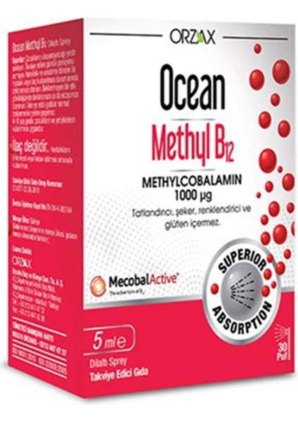 Ocean 1000 Mg Methyl Cobalamin B12 Sprey 5 ml