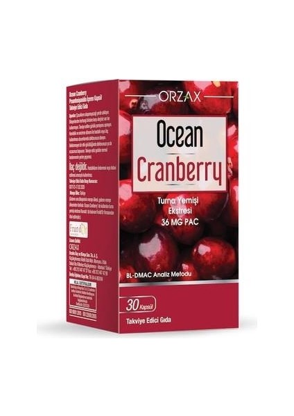 Ocean Cranberry Turna Yemişi Ekstresi 30 Tablet Takviye Edici Gıda