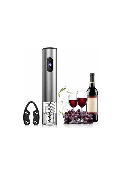 Elektrikli Şarap Şişesi Açacağı Seti LED Otomatik Mantar Vida Profesyonel Kırmızı Şarap Açacağı ile Folyo Kesici ile Ev Mutfak Aletleri | Açıcılar (Gümüş) (Yurt Dışından) fiyatları