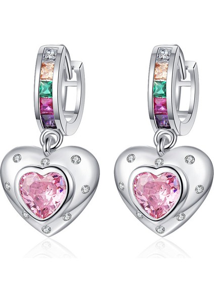 Kadınlar Için Gökkuşağı Zirkon Pembe Aşk Küpeleri Kişiselleştirilmiş Tasarım Premium Hisli Küpeler (Yurt Dışından) fiyatları