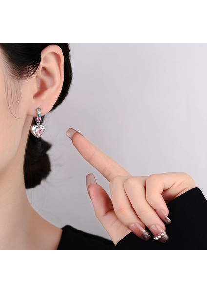 Kadınlar Için Gökkuşağı Zirkon Pembe Aşk Küpeleri Kişiselleştirilmiş Tasarım Premium Hisli Küpeler (Yurt Dışından) fırsatları