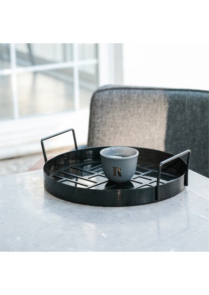 Siyah Metal Sunum Tepsisi - Modern Servis Tepsisi - Daphne