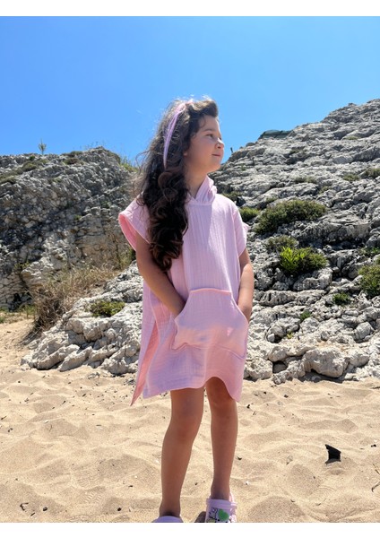 PR114 - Pembe Cepli Müslin Kaftan Panço fiyatları