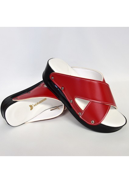 Kırmızı Siyah Taban Açık Airmax Ortopedik Terlik modelleri