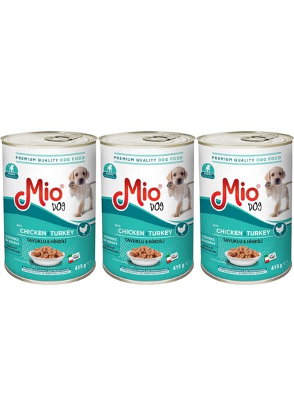 Puppy Tavuklu ve Hindili Köpek Maması - Mio Yavru Köpek Konserve Et Parçacıklı Yaş Mama 415 gr *** 3 Adet *** modelleri