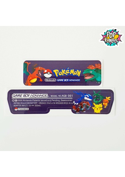 Pop Konsol Nintendo Gameboy Advance Arka Yapıştırma Pokemon Model 13 Gba Back Tag Sticker