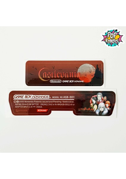 Pop Konsol Nintendo Gameboy Advance Arka Yapıştırma Castlevania Model 12 Gba Back Tag Sticker