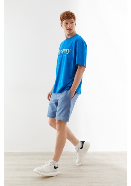 Oversize Basic Erkek T-Shirt Açık Mavi