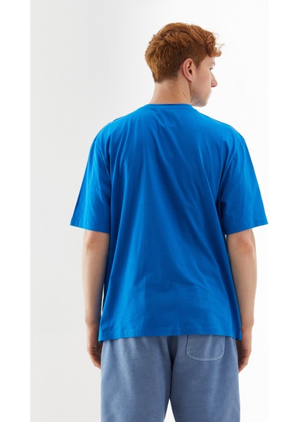 Oversize Basic Erkek T-Shirt Açık Mavi