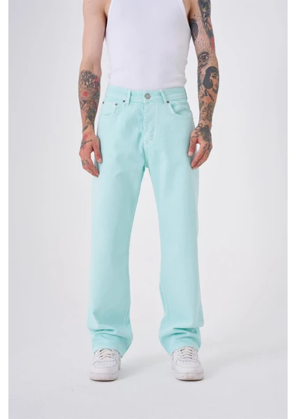 Dyed Baggy Gabardin Jeans Pantolon Mint