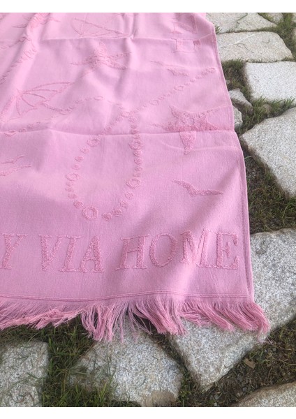 Plaj Havlusu Jakarlı 70 x 140 cm Pembe