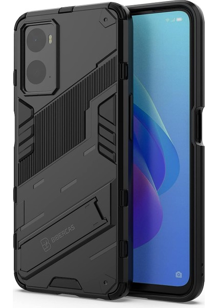 Realme 9i / Oppo A36 Matrix Serisi Armor Standlı Perfect Koruma Kılıf - Siyah AL3416