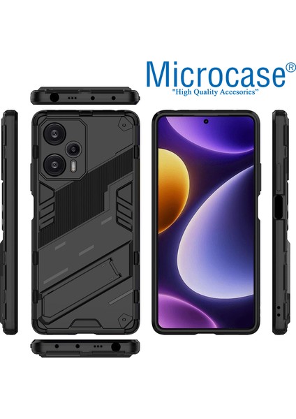 Xiaomi Poco F5 / Redmi Note 12 Turbo Matrix Serisi Armor Standlı Perfect Koruma Kılıf - Siyah AL3416 fiyatları