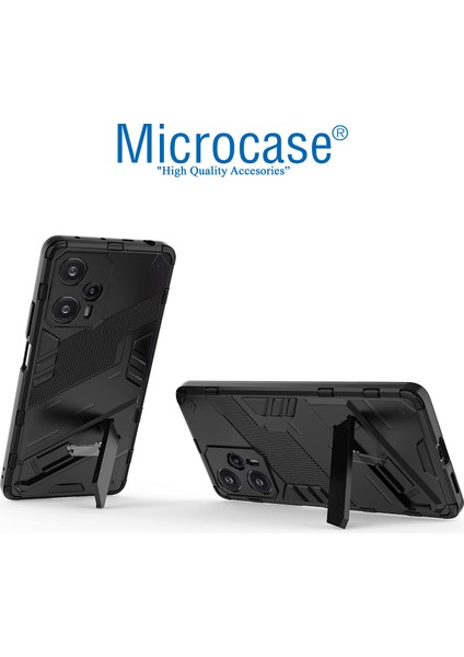 Xiaomi Poco F5 / Redmi Note 12 Turbo Matrix Serisi Armor Standlı Perfect Koruma Kılıf - Siyah AL3416 modelleri